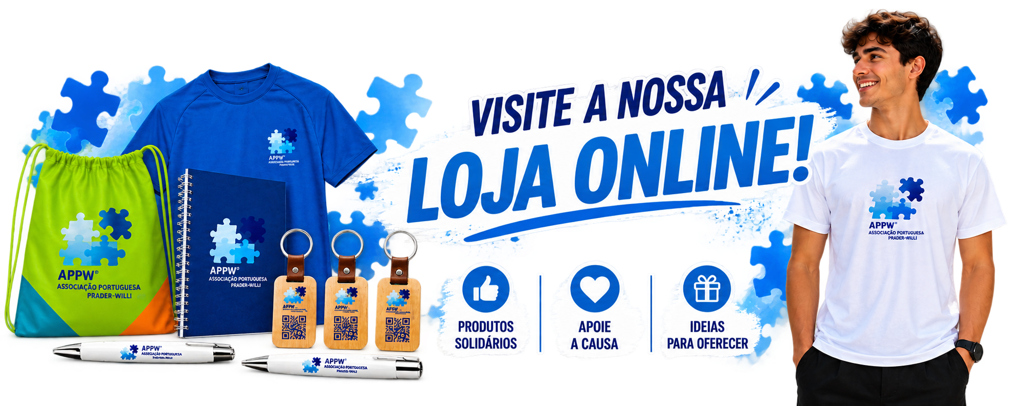 Visite a nossa loja online — produtos solidários, apoie a causa, ideias para oferecer
