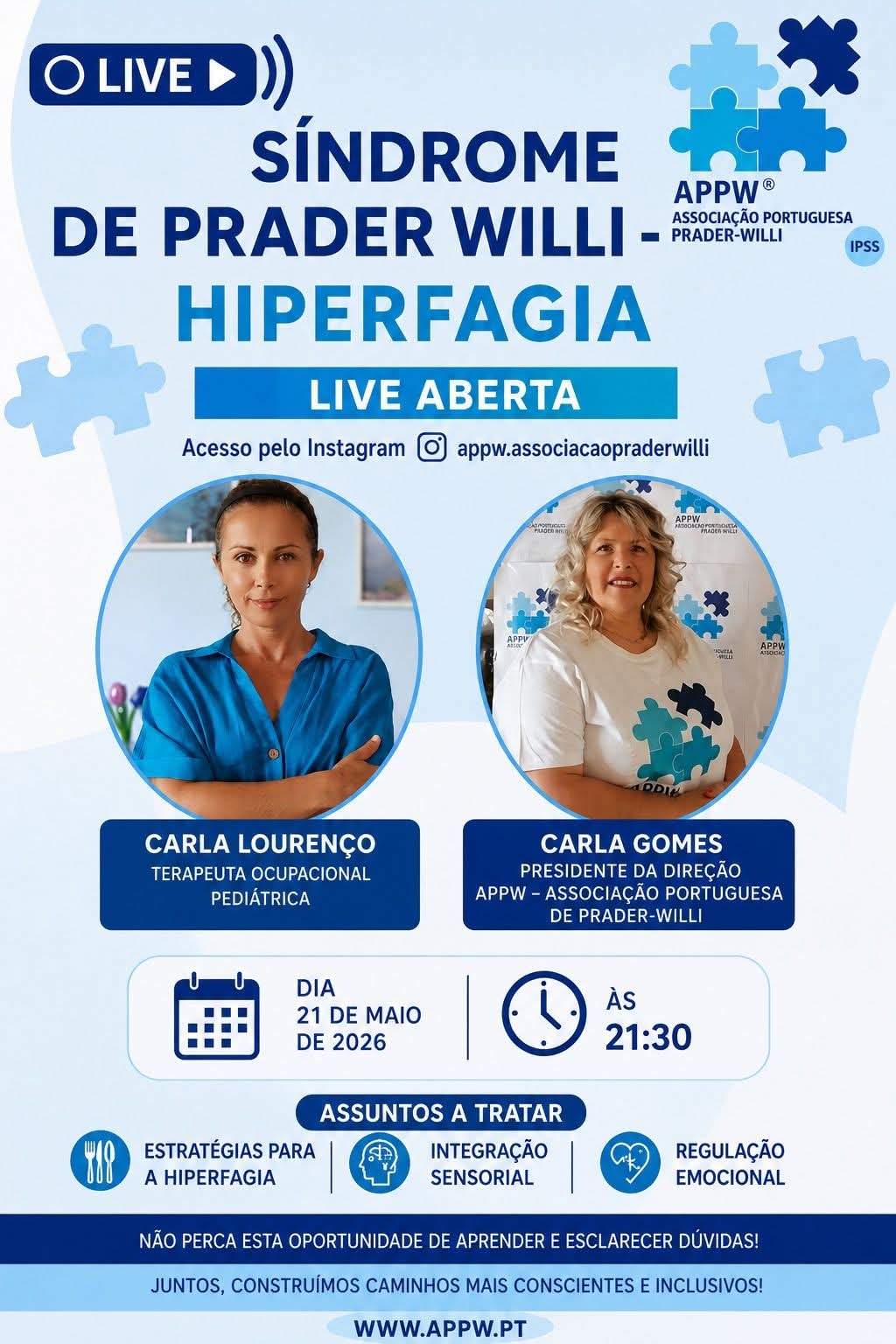 A Live sobre Hiperfagia na Síndrome de Prader-Willi já está disponível no YouTube!